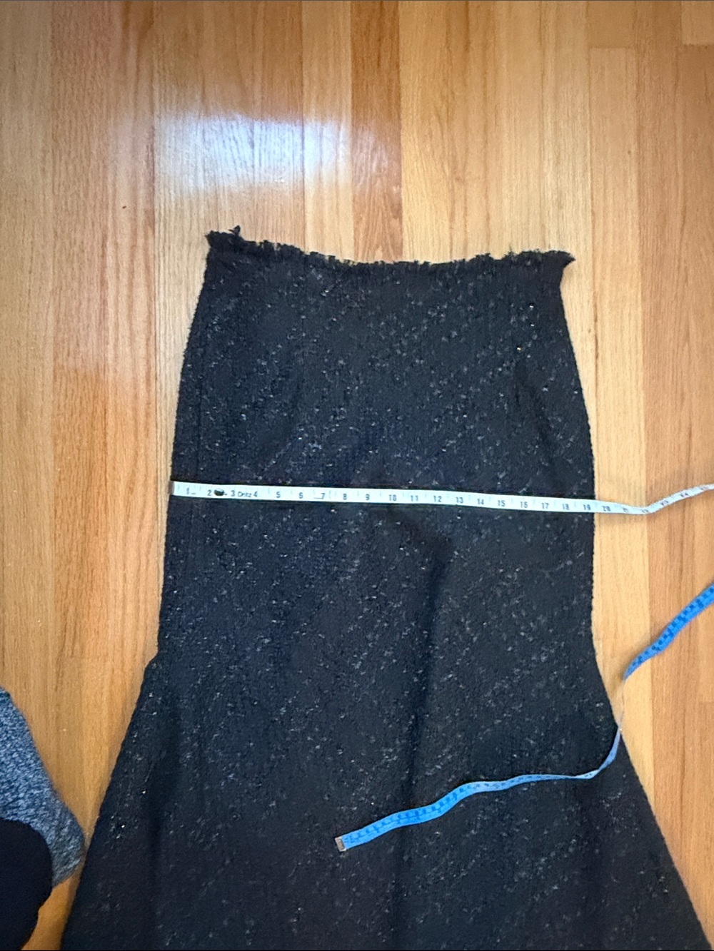 Tweed Metallic Black Fringe-Trim Mermaid Maxi Skirt L - Picture 12 of 12